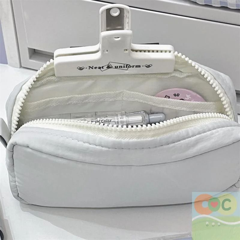 Simplicity Solid Color Pen Bag With Zipper For Large Capacity Stationery Organization 3