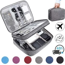 large capacity waterproof digital organizer bag for cables chargers and travel electronics