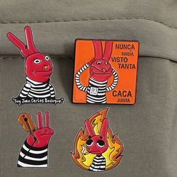 humor comedy character enamel pin cartoon red eared animal lapel badge for backpacks and clothing