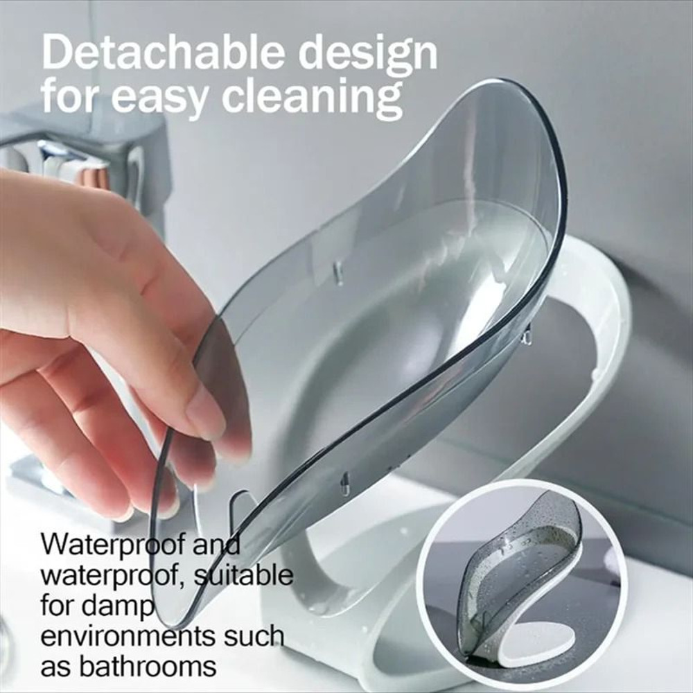 Leaf Shape Suction Cup Soap Holder With Drain Portable Bathroom Shower Soap Rack 5