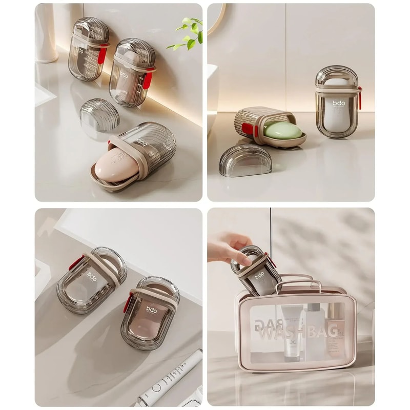 Portable Plastic Soap Case Travel Container With Drain Cover For Travel Use 3