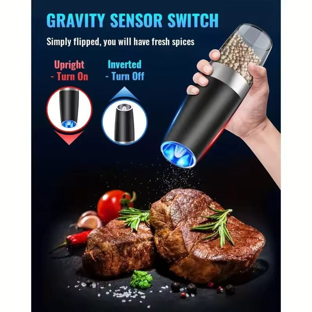 Gravity Electric Salt And Pepper Mill With Automatic Tilt Grind And Adjustable Coarseness 1