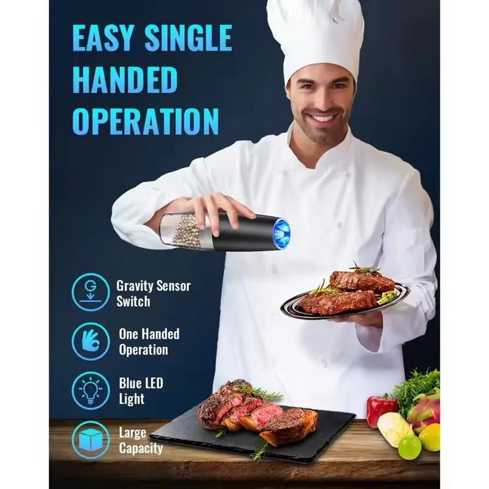 Gravity Electric Salt And Pepper Mill With Automatic Tilt Grind And Adjustable Coarseness 3
