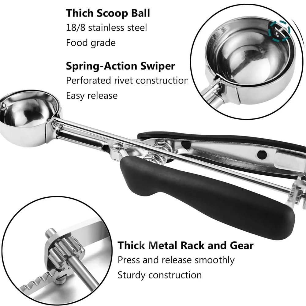 Stainless Steel Ice Cream And Cookie Dough Scoop With Trigger Release Handle 3