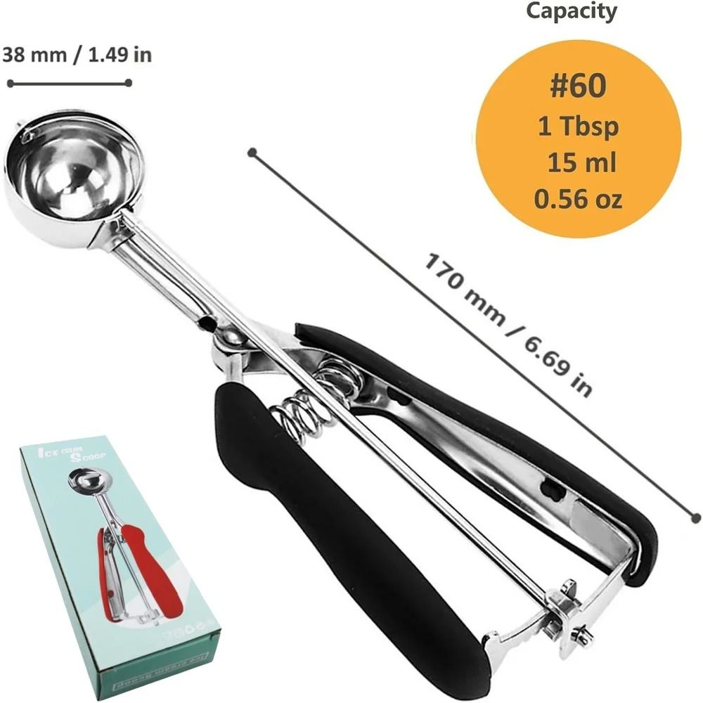 Stainless Steel Ice Cream And Cookie Dough Scoop With Trigger Release Handle 6
