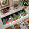 Christmas Gingerbread Man Crystal Velvet Kitchen Floor Mat Set 5