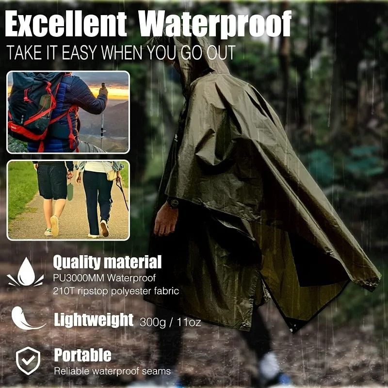 3 In 1 Outdoor Military Waterproof Raincoat And Picnic Mat 1