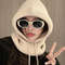 Knitted Hooded Winter Balaclava Hat For Women With Warm Neck Collar 0