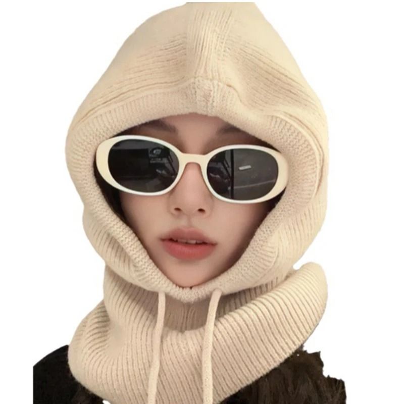 Knitted Hooded Winter Balaclava Hat For Women With Warm Neck Collar 5