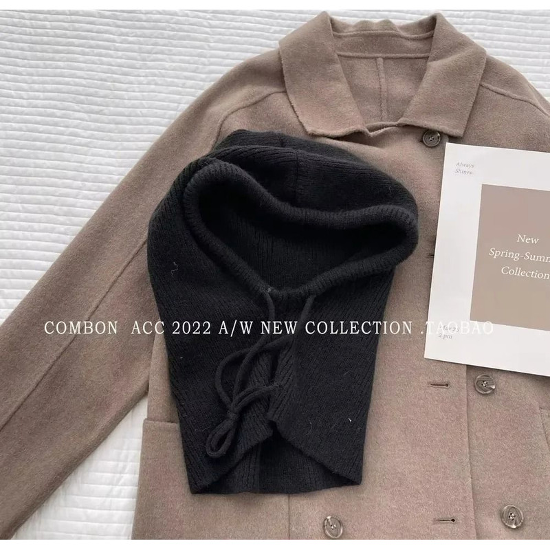 Knitted Hooded Winter Balaclava Hat For Women With Warm Neck Collar 7