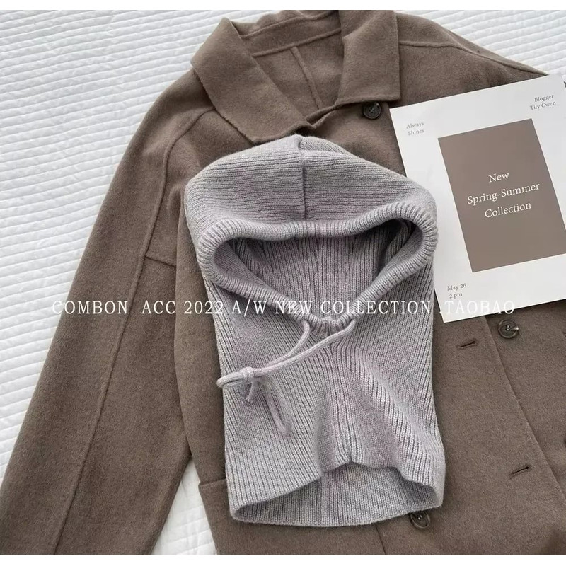 Knitted Hooded Winter Balaclava Hat For Women With Warm Neck Collar 8