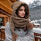 Women Winter Hat Scarf Thermal Wool Pom Beanie Balaclava Set 0