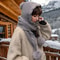 Women Winter Hat Scarf Thermal Wool Pom Beanie Balaclava Set 6