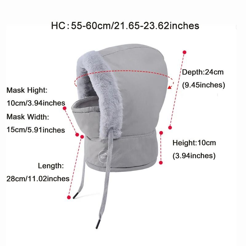 Unisex Plush Balaclava Hat Winter Warm Neck Scarf With Face Mask For Outdoor Sports 4