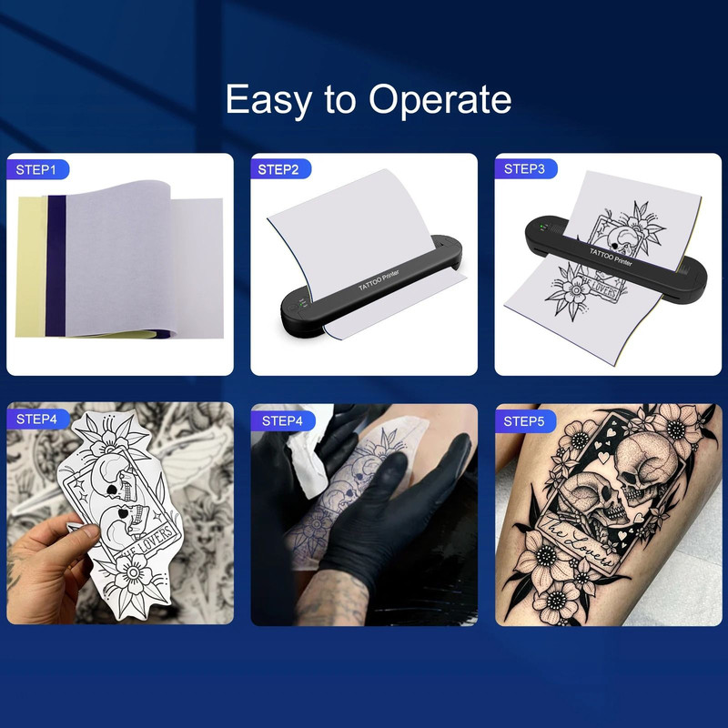 YILONG Wireless Tattoo Printer Portable Tattoo Template Printer With Transfer Paper 3