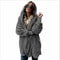 Autumn Winter Double Fleece Cardigan Jacket Women Solid Color Long Sleeve Plush Warm Hooded Lady Ja 11