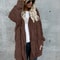 Autumn Winter Double Fleece Cardigan Jacket Women Solid Color Long Sleeve Plush Warm Hooded Lady Ja 15