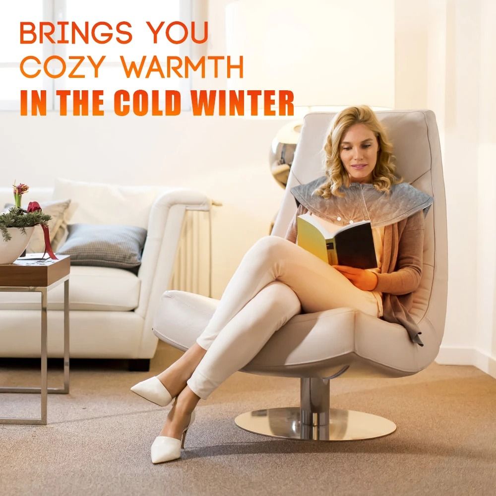 Electric Soft Heating Massage Shawl Blanket For Neck And Back With Adjustable Heat Settings 2