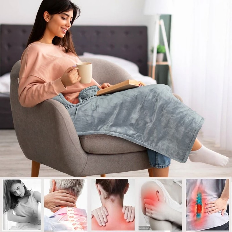 Electric Soft Heating Massage Shawl Blanket For Neck And Back With Adjustable Heat Settings 4