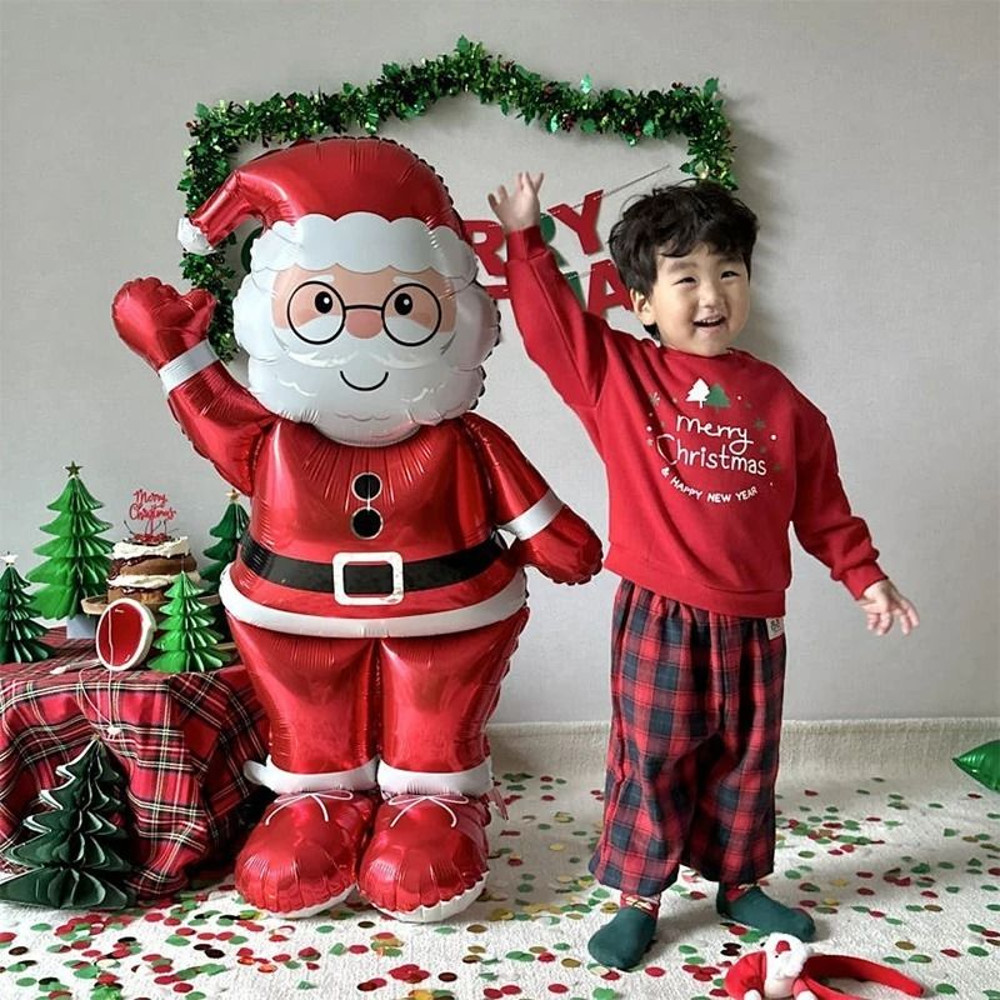Giant Inflatable Santa Claus Aluminum Film Balloon Indoor Yard Christmas Decoration Santa Gift Ball 0