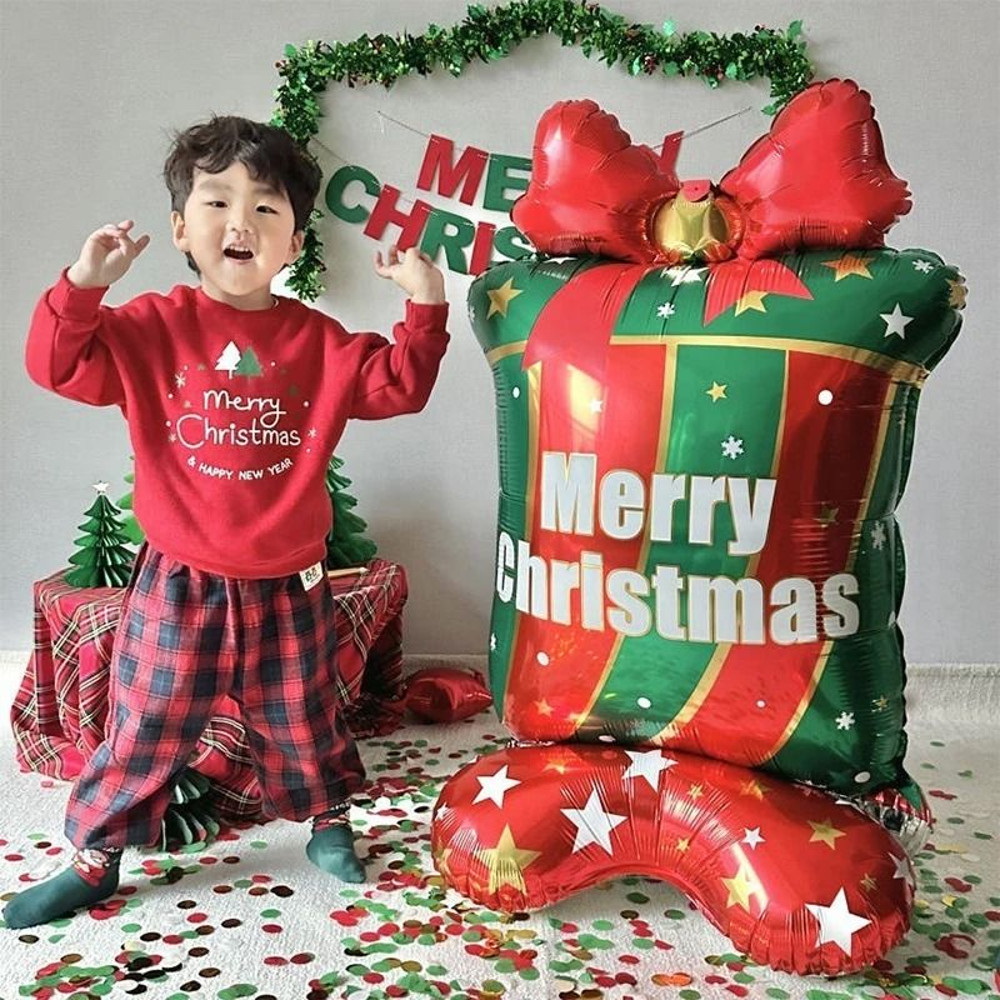 Giant Inflatable Santa Claus Aluminum Film Balloon Indoor Yard Christmas Decoration Santa Gift Ball 2