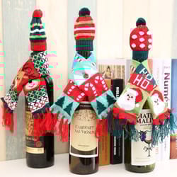 christmas wine bottle cover mini santa elk scarf and hat wine bottle gift for xmas tree christmas party table decoration