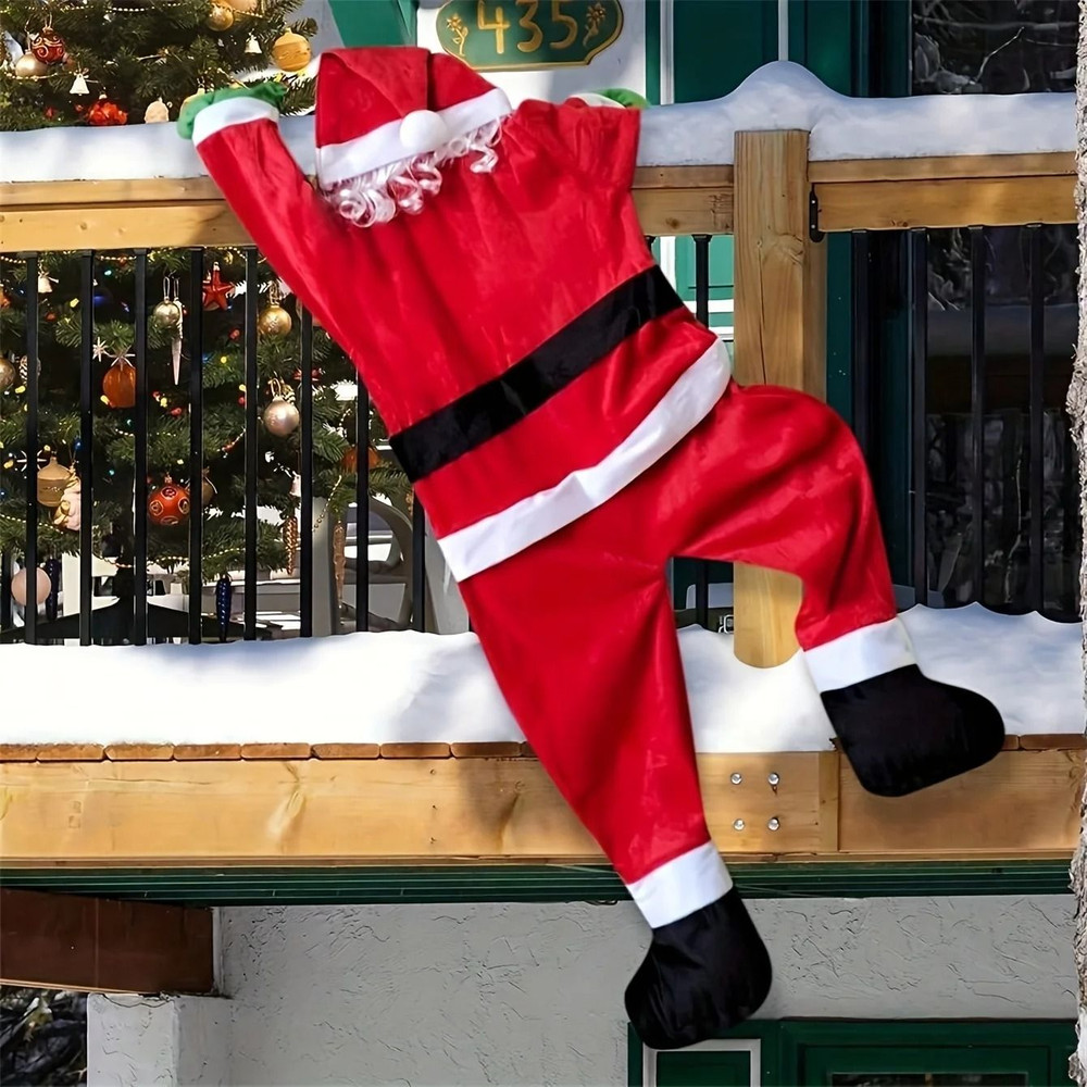 Climbing Santa Decor Large Polyester Santa For Indoor And Outdoor Christmas Decoration 1