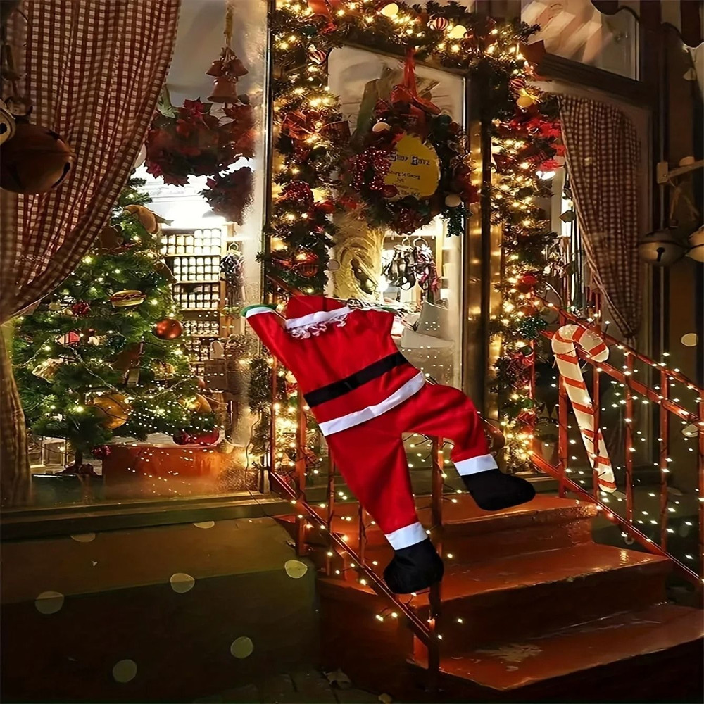 Climbing Santa Decor Large Polyester Santa For Indoor And Outdoor Christmas Decoration 3