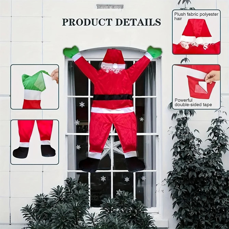 Climbing Santa Decor Large Polyester Santa For Indoor And Outdoor Christmas Decoration 4