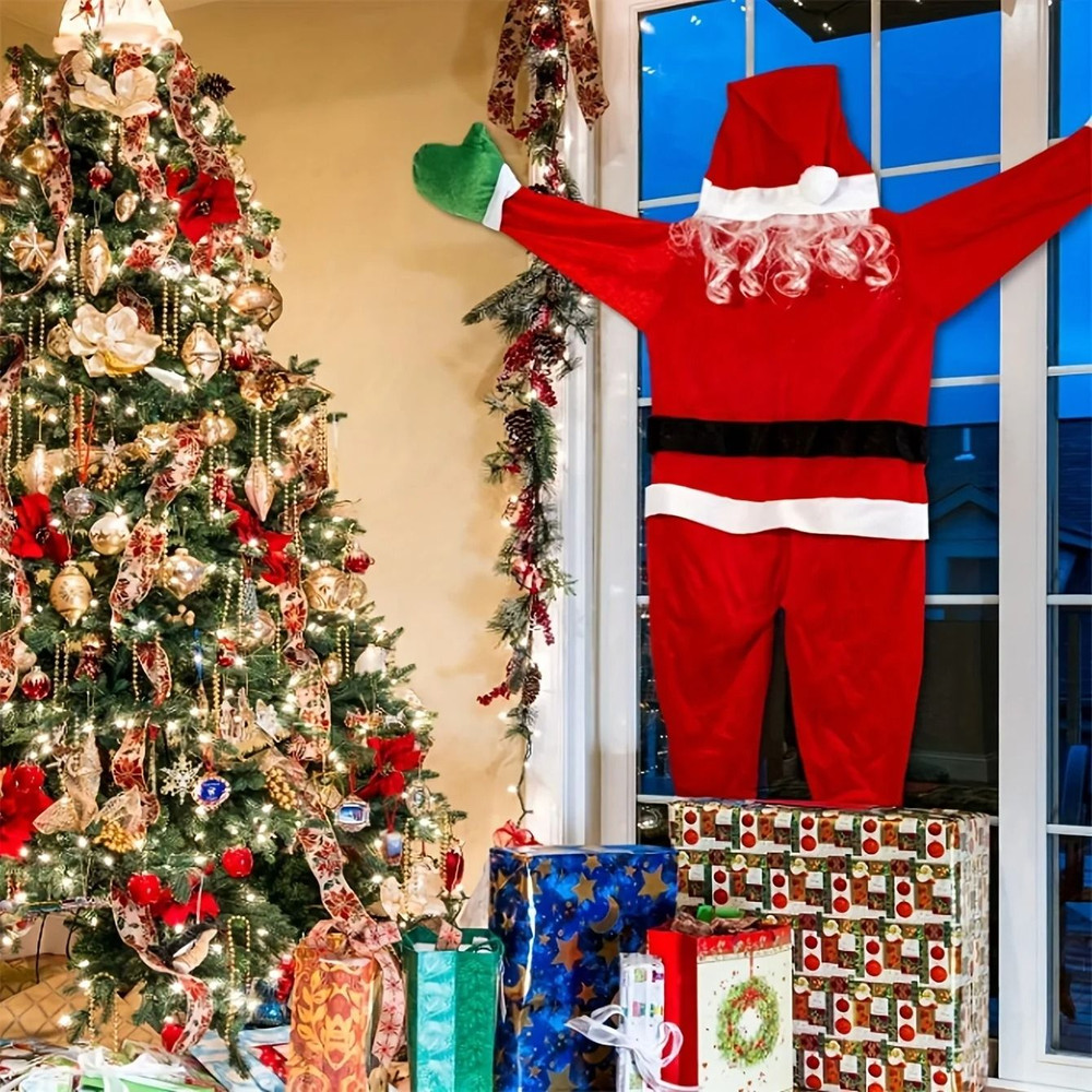 Climbing Santa Decor Large Polyester Santa For Indoor And Outdoor Christmas Decoration 5
