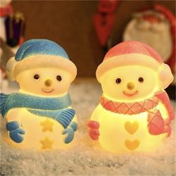 cute snowman silicone light soft night light led bedside lamp ambient light for bedroom christmas gift