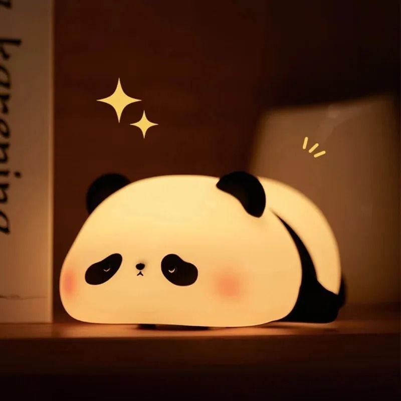 Panda Shaped LED Night Light USB Rechargeable Silicone Timer Lamp Soft Glow For Kids Bedroom And Nu 0