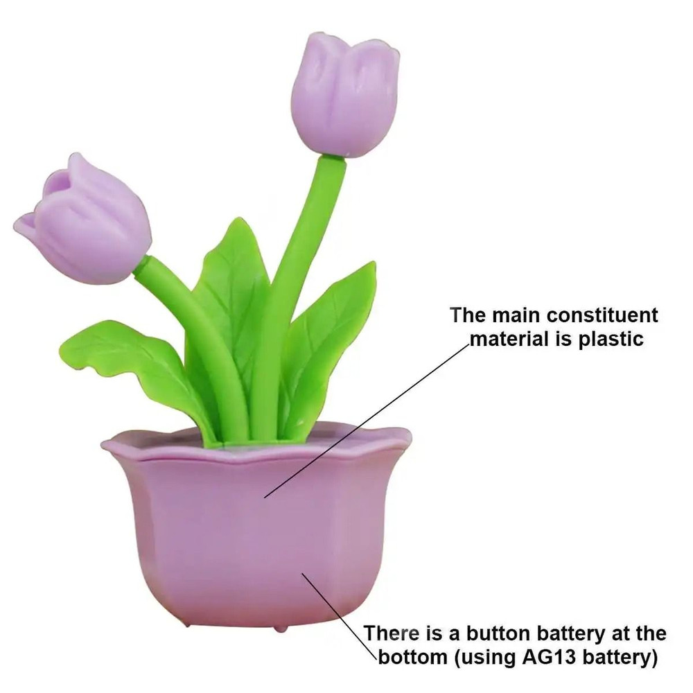 Artificial Tulip Table Lamp Bedside Night Light Flower Ambient LED Home Decoration 3