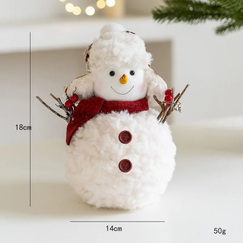 Cute Knitted Christmas Snowman Ornaments Pink And Red Fabric Home Decoration Gift 3