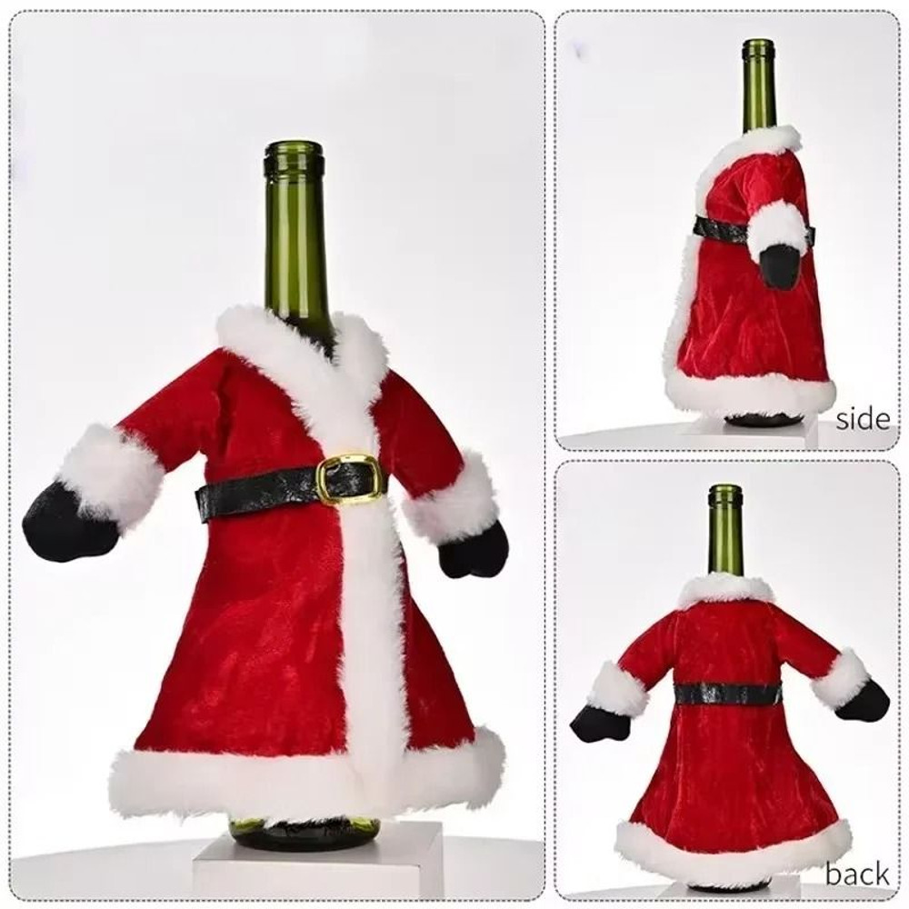 Creative Christmas Wine Bottle Dress Set Golden Velvet Santa Snowman Bottle Covers Holiday Table De 4