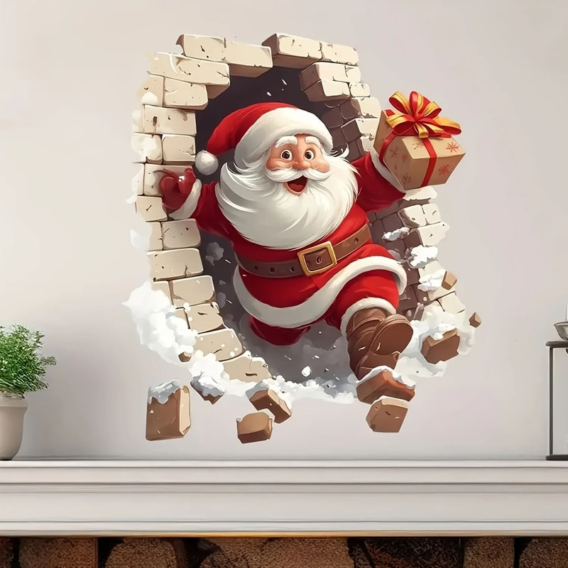 Santa Claus Wall Sticker Self Adhesive Vinyl Christmas Decoration For Living Room Bedroom And Windo 0
