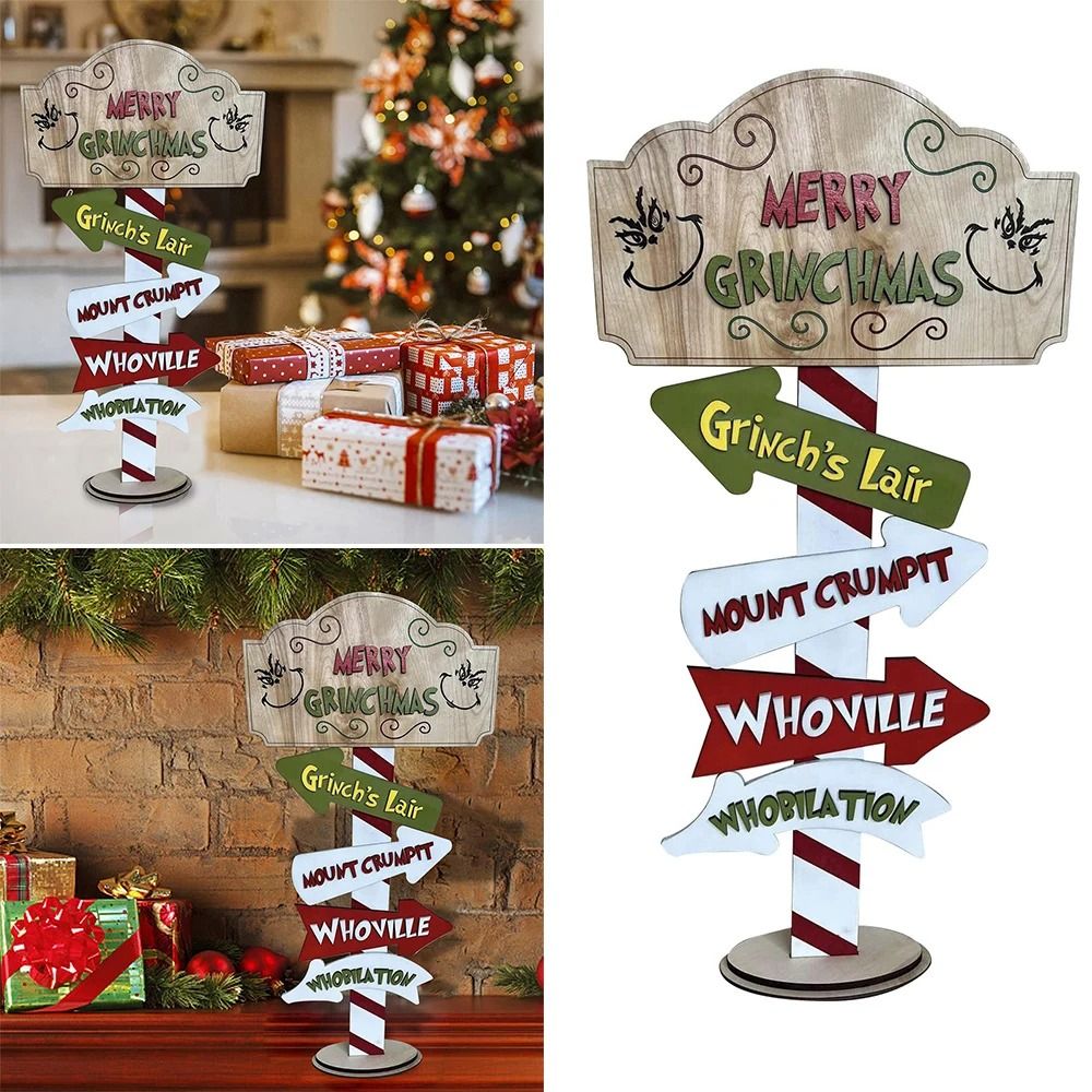 Christmas Cartoon Character Standing Block Set Holiday Tabletop Wood Decor 1