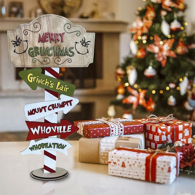 Christmas Cartoon Character Standing Block Set Holiday Tabletop Wood Decor 4