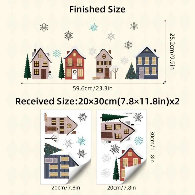 Christmas Houses Window Stickers Removable Holiday Glass Decals For Home Decoration 6