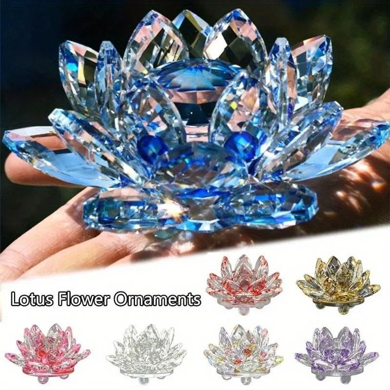 Crystal Lotus Flower Figurine Glass Decoration For Home And Wedding 0