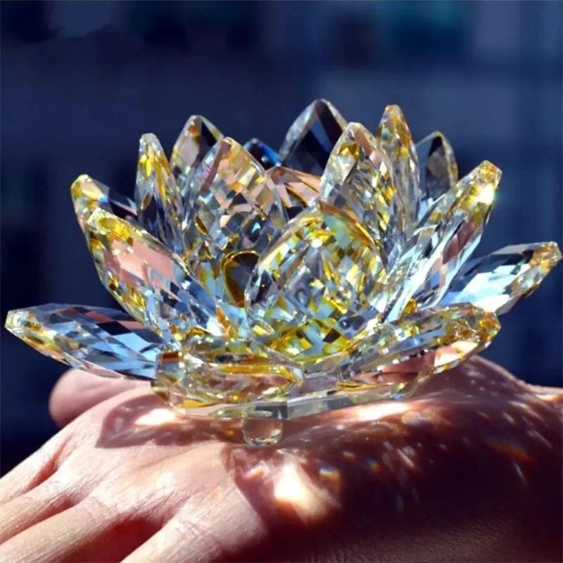 Crystal Lotus Flower Figurine Glass Decoration For Home And Wedding 3