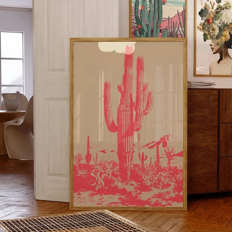 Modern Mexican Desert Pink Wall Art Canvas Painting Home Decoration 1