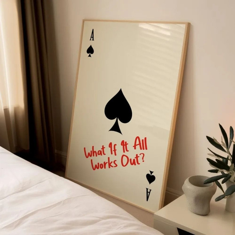 Spades Printed Playing Card Retro Art Canvas Wall Decoration 2