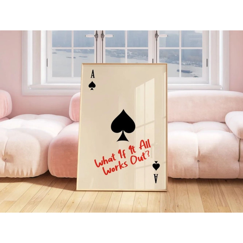 Spades Printed Playing Card Retro Art Canvas Wall Decoration 4