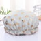 Double Layer Waterproof Shower Cap For Women Hot Gold Printed Cotton Design 2