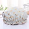 Double Layer Waterproof Shower Cap For Women Hot Gold Printed Cotton Design 8