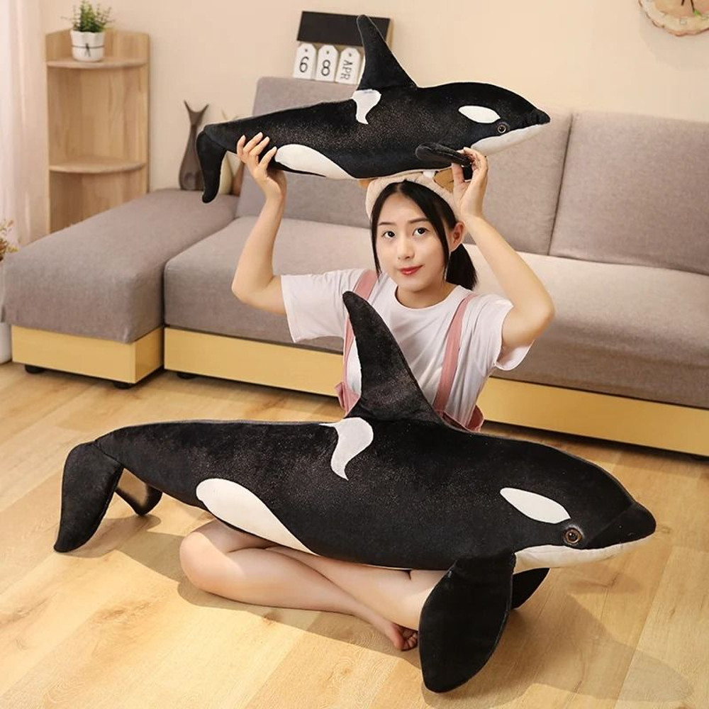 Lifelike Orca Whale Plush Toy Soft Stuffed Sea Animal 4