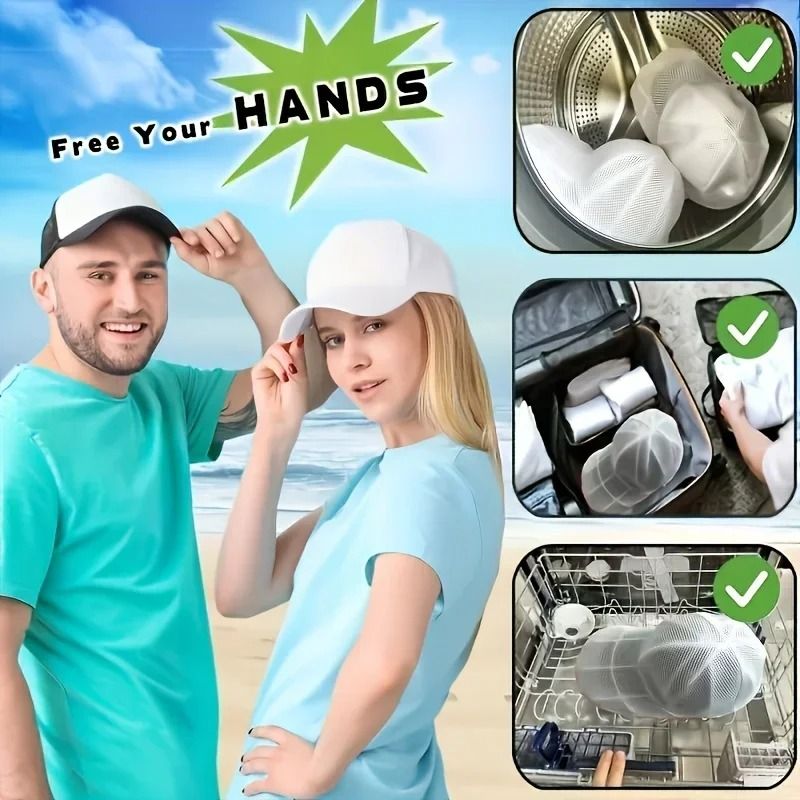 Hat Cleaner Cage With Mesh Bag For Washing Machine Baseball Cap Protector 4