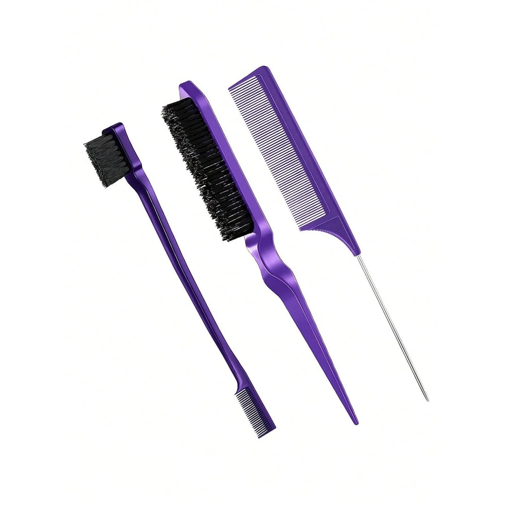 Three Piece Styling Comb Set With Edge Brush And Tail Comb For Salon Hair And Wig Styling 6