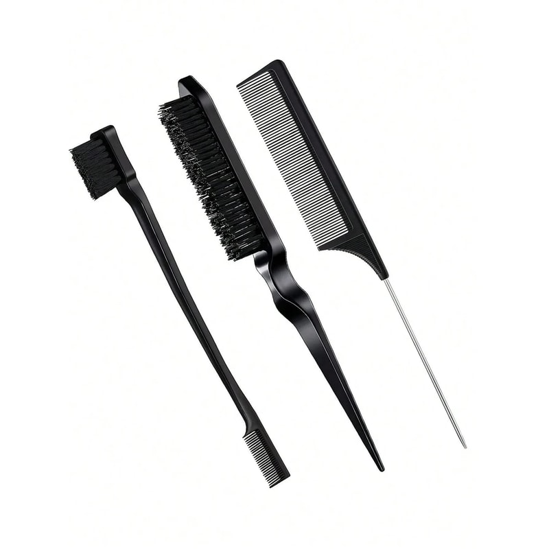 Three Piece Styling Comb Set With Edge Brush And Tail Comb For Salon Hair And Wig Styling 7